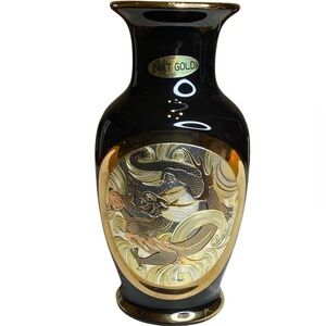 The Art of Chokin 24k Gold Edged Dragon Vase